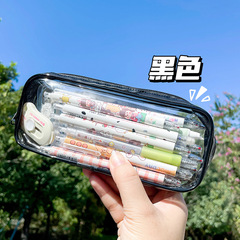 クロスボーダーPVCペンバッグ学生文房具バッグ透明プラスチック女の子INS大容量铅笔収纳バッグメーカー卸売