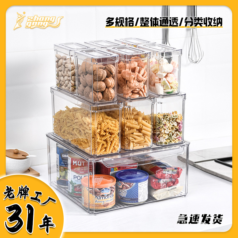 Caja de almacenamiento PET Zhanggong, juego de cajas de almacenamiento para refrigerador, juego de varias piezas para cocina, caja de conservación de frutas y verduras, fabricante de bocadillos, venta al por mayor