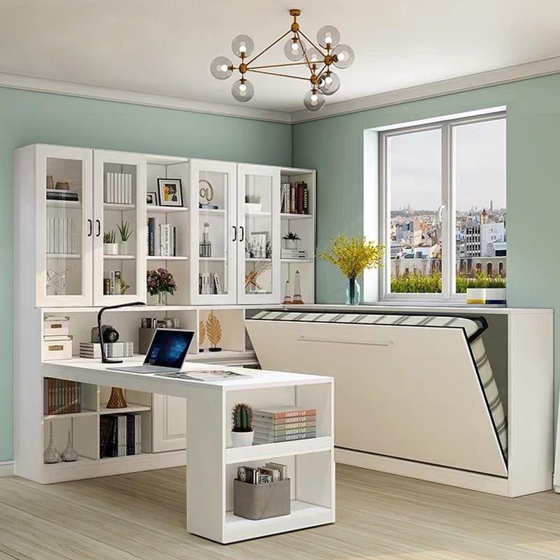 Side-Turning Hidden Bed Wall Bed Movable Desk Bookcase Bookshelf Integrated Invisible Bed Wall Bed Combination Can Be Nailed