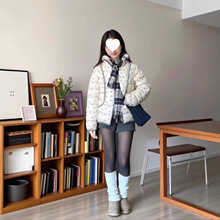 外套排骨星星连帽轻薄保暖甜美轻亚甜美冬季面包服女棉服新款满印