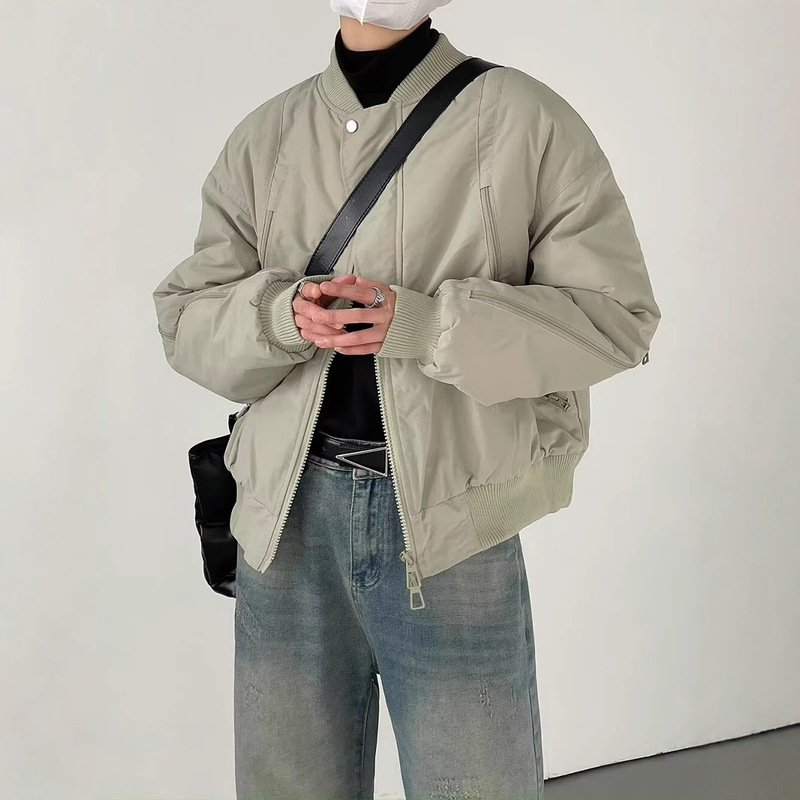 Autumn American Style BF Style Casual Aviator Baseball Suit Coat New Army Green Loose Vertical Collar Zipper Crock Jacket Women