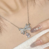 Ring with bow, set, platinum necklace, fashionable pendant, universal earrings, 3 piece set, platinum 950 sample