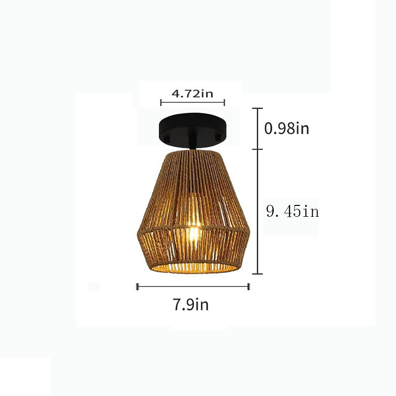 Lámpara de techo tejida a mano con cuerda de cáñamo de imitación estadounidense