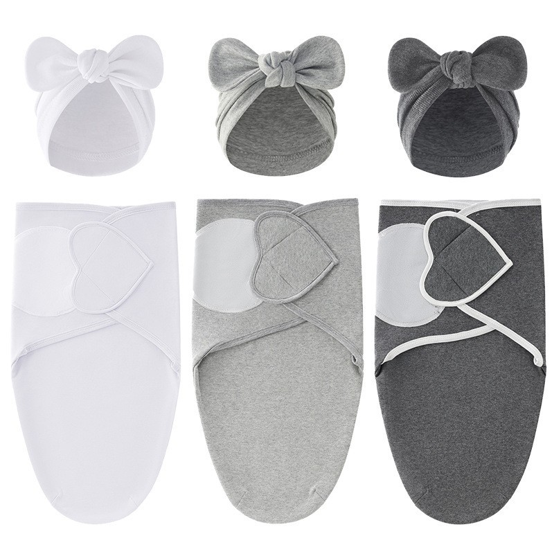 화이트+그레이+그레이블랙(3가지 조합 사랑모형 봄누에 침낭+모자)