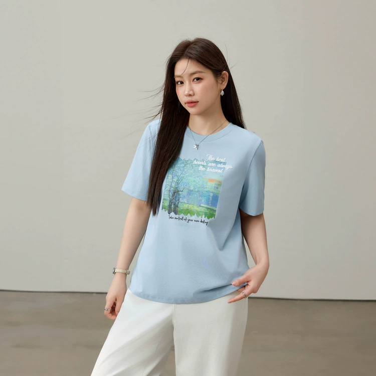 Повседневная универсальная футболка из лиоцелла с круглым вырезом для похудения, женская одежда больших размеров для пышных женщин, лето 2025, новый стиль