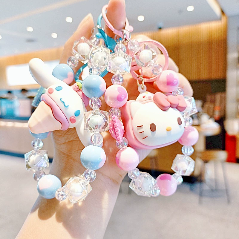Брелок-брелок Sanrio, милая мини-фигура-подвеска для ключей и телефона, акриловый бусинный талисман