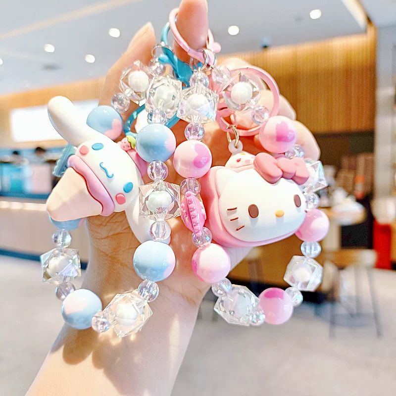 Брелок-брелок Sanrio, милая мини-фигура-подвеска для ключей и телефона, акриловый бусинный талисман