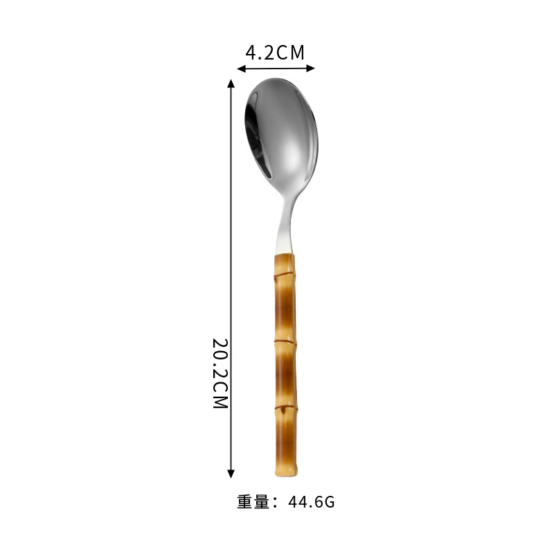 Cuchillo de acero inoxidable, tenedor y cuchara Hotel creativo vajilla occidental cuchillo de filete, tenedor y cuchara Palillos de bambú de imitación transfronteriza