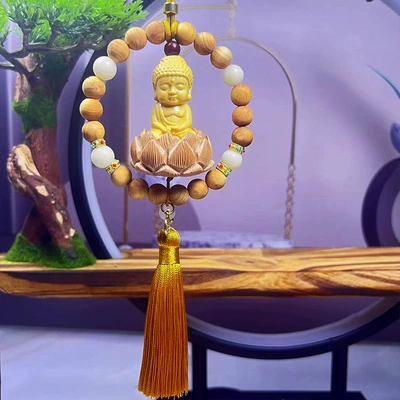 Pendant Car Bodhi Lotus Car — Car hanging - fragrant-wood-yellow