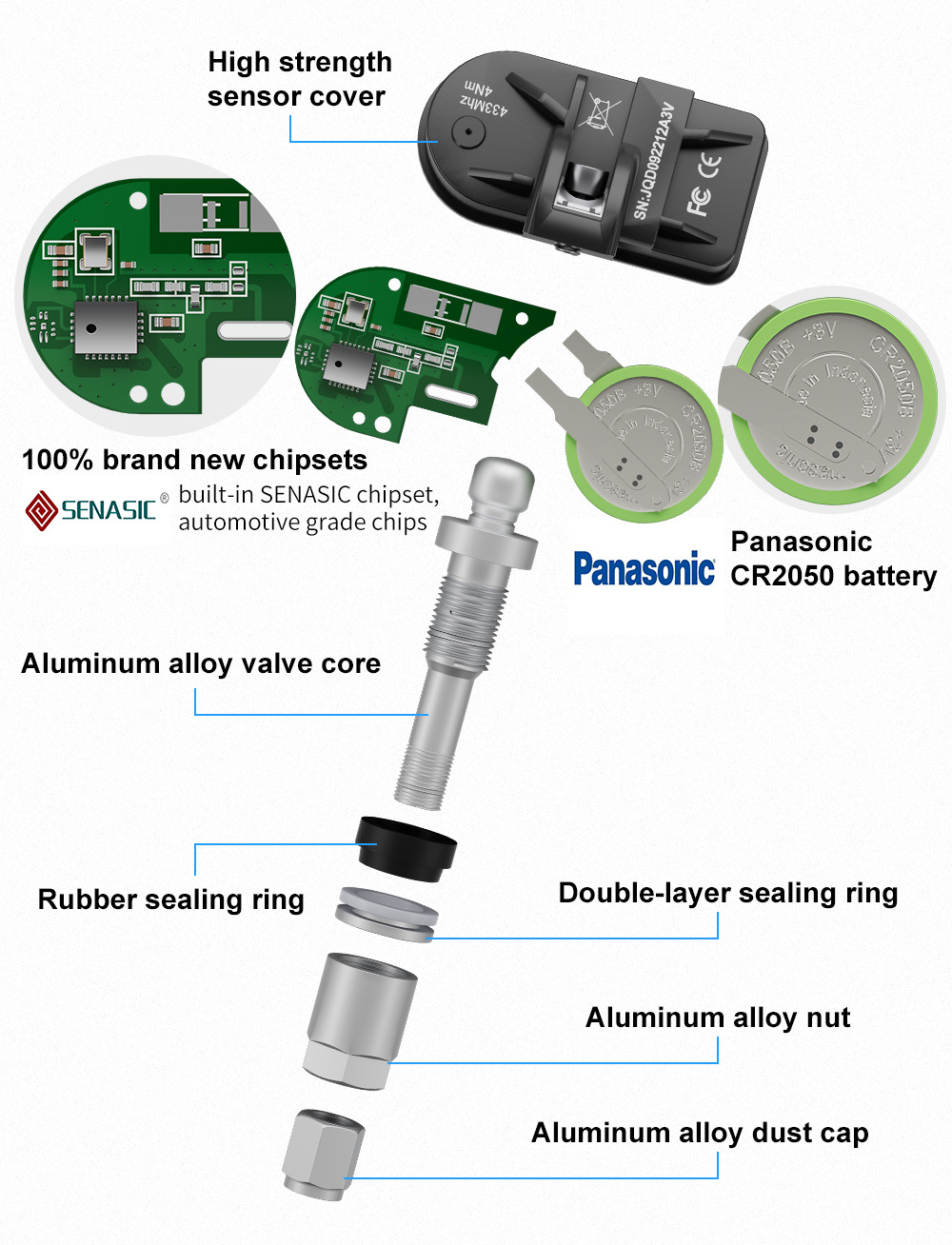 Android Tire Pressure Monitoring System USB Large-Screen Navigation Dedicated Tire Pressure Tpms External/Internal Optional Multi-Width Private Model