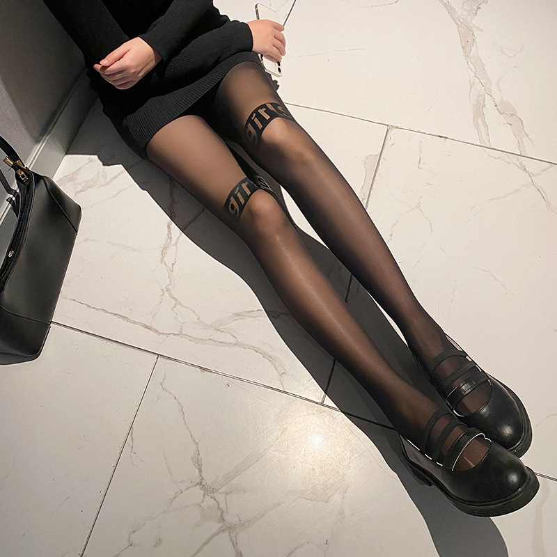 Medias negras de las mujeres delgadas calcetines negros de salto de discoteca calcetines de red carta de celebridad de Internet con pantimedias JK de diamante blanco