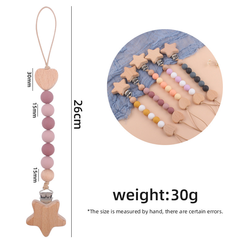 Nuevos suministros para bebés Star Beech clip creativo Beech amor calmante bebé mordedura molar pezón cadena