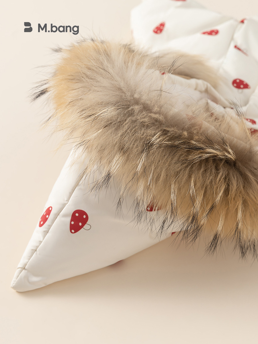 Yoobao ropa infantil niñas chaqueta de plumón bebé invierno impresión de dibujos animados capuzas de cuello de cabello grande ropa de invierno para niños abrigados