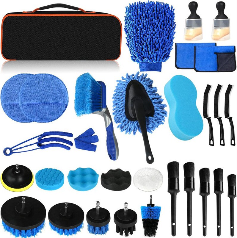 Amazon Car Cleaning Set Electric Drill Brush Detail Brush 26-Piece Set Car Wash Exhaust Vent Fan Brush Air Conditioning Brush