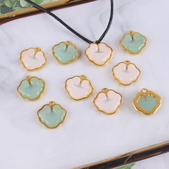 新款古法金仿和田玉平安如意鎖吊墜 diy項鍊手鍊掛墜飾品配件配飾