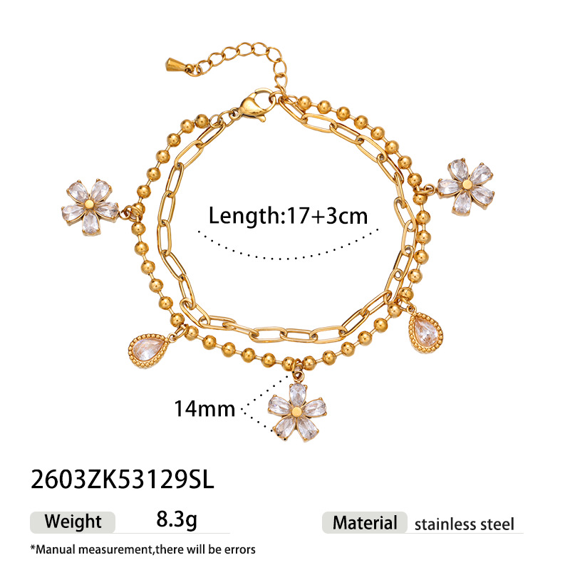 Tina Europa y los Estados Unidos transfronterizos inswind exquisita mariposa flor diseño de modelado pulsera de zircon ligera lujosa nicho joyería de mano mujer