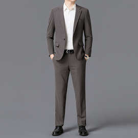 秋冬新品男士休闲西服套装修身潮流帅气小西装西裤两件套爸爸装潮