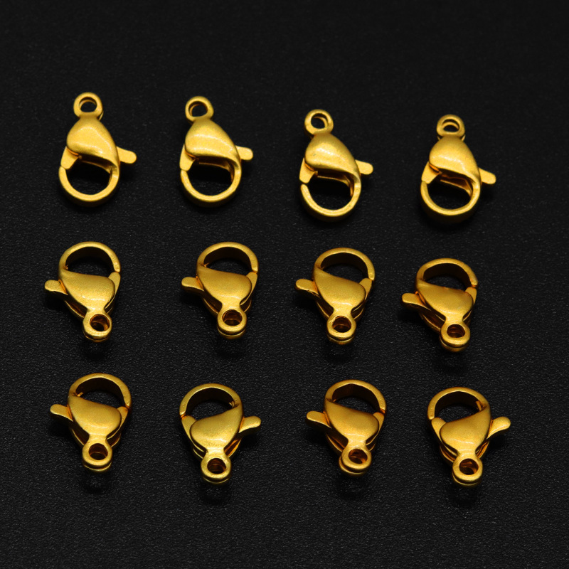 Gold lobster buckle 10mm long-time non-fading diy buckle bracelet necklace connecting buckle tail buckle mid-ancient jewelry accessories