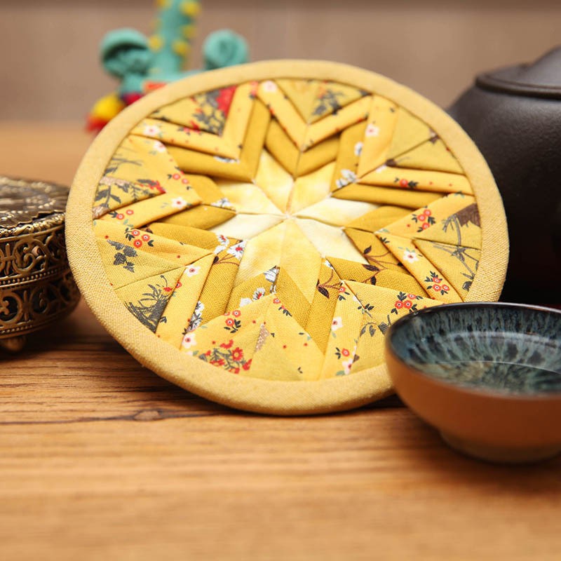 Primer paño teñido estera de té hecho a mano DIY patchwork corredor de mesa bordado Lu bordado estera de la placa de té Zen camino de mesa té arte de la vendimia toalla de té