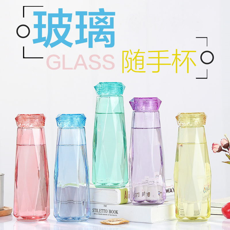 Creative Diamond Crystal Cup, New Trend Diamond Crystal Water Cup, Couple Personalized Portable Logo Hand Ad Glass Cup