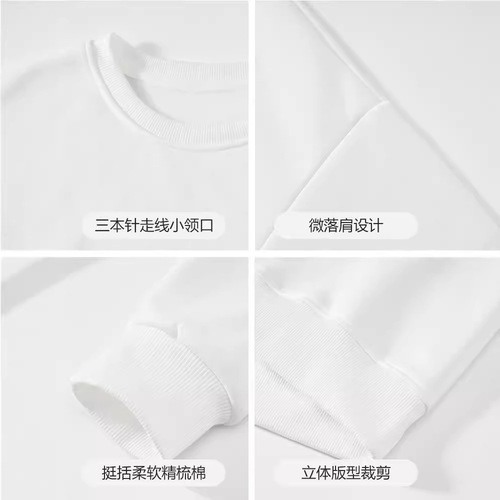 Mechanical doll print heavy-duty crew neck hoodie men's autumn/winter outerwear design sense niche trendy American-style top clothing