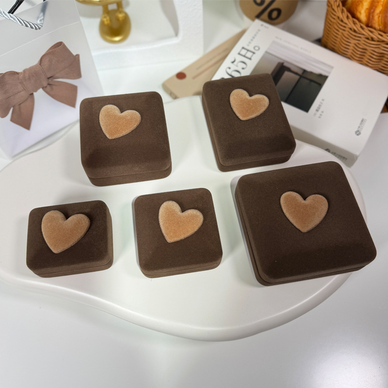 1 Pieza El Plastico Flocado Estilo Simple A Diario Forma De Corazón Joyeros display picture 1