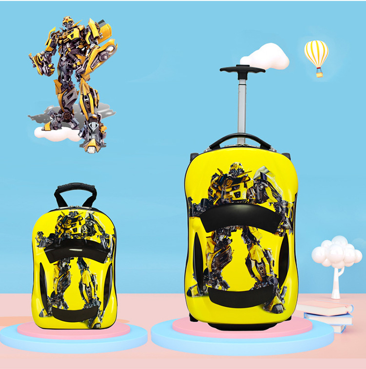 Maleta infantil con ruedas, maleta infantil con forma de coche, maleta infantil con forma de coche de dibujos animados, maleta infantil para montar, regalo de cumpleaños, mochila infantil