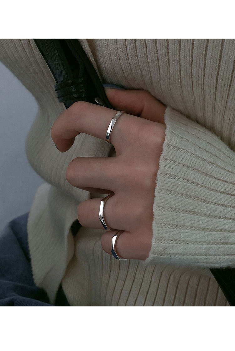 Minimalist Smooth Diamond Shaped Ring For Women Adjustable Open_voghion.com