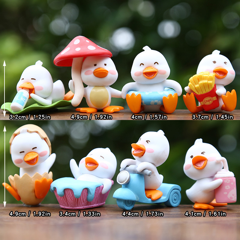 Modelo de muñeca de fiesta de pato de moda lindo y juguetón bebé de pato animado decoración de micro paisaje decoración de caja ciega