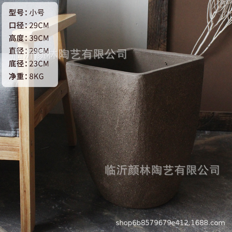 Cuadrado boca redondo fondo maceta de cerámica gruesa arena púrpura ventilación de cerámica interior balcón verde decoración maceta de gran calibre combinación maceta