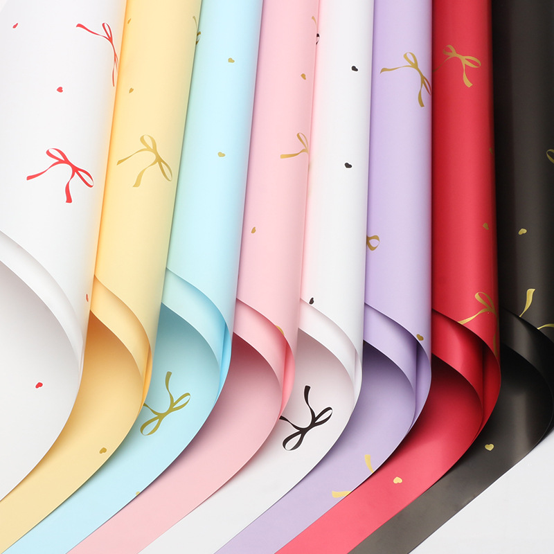 Papel de regalo con nudo de flor, lazo de corazón, materiales para envolver ramos, regalo DIY, suministros para floristería