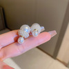 Fashionable advanced zirconium from pearl, retro earrings, high-quality style, french style, light luxury style, 2023 collection, wholesale