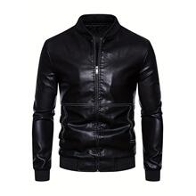 M 39780 Thickened Slim Short Leather Jacket �ӽq����Ƥ��