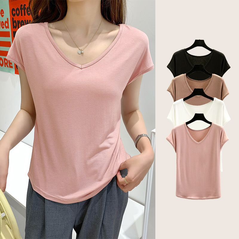 Modal Sleeveless Vest Women's Summer plus size Loose V-neck Base Short-sleeve T-shirt Outer Wear Thin Inner Casual Top Modal Sleeveless Vest Women's Summer plus size Loose V-neck Base Short-sleeve T-shirt Outer Wear Thin Inner Casual Top