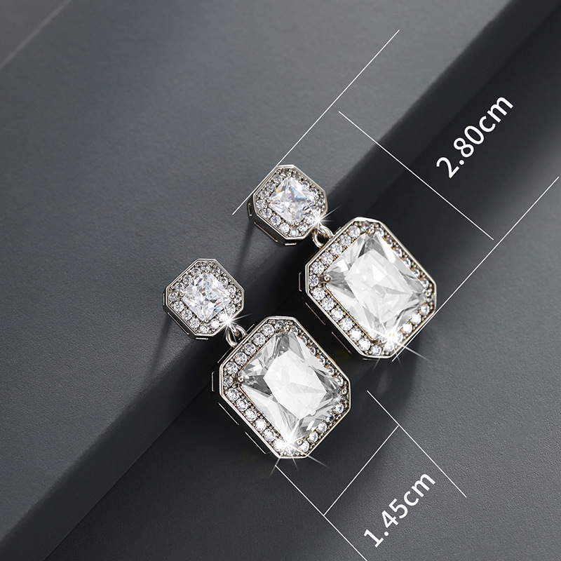 Joyería de Xupe imitación de color tesoro serie geométrico cuadrado elegante alto sentido aretes hembra francés Retro Luz pendientes de lujo hembra