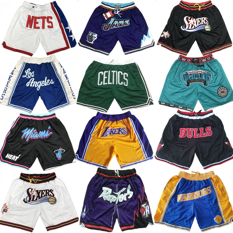 Lakers Jordan Raptors Magic Heat Retro Vintage Pocket Training Shorts Men's and Women's Summer Sports Shorts Lakers Jordan Raptors Magic Heat Retro Vintage Pocket Training Shorts Men's and Women's Summer Sports Shorts