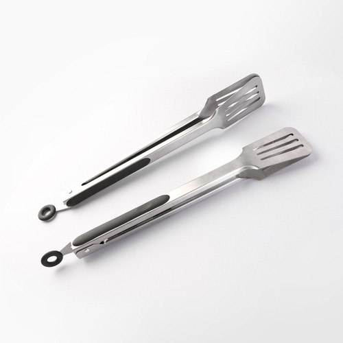 Factory Hot Selling Convenient BBQ Skewer Meat Tool Food Tongs Silicone Stainless Steel Bread Tongs Wholesale