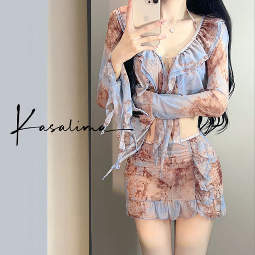 2024 New Sexy Bikini Set Four-Piece Swimsuit for Women Vacation Beach Fairy Style Beachwear Hot Spring Swimwear