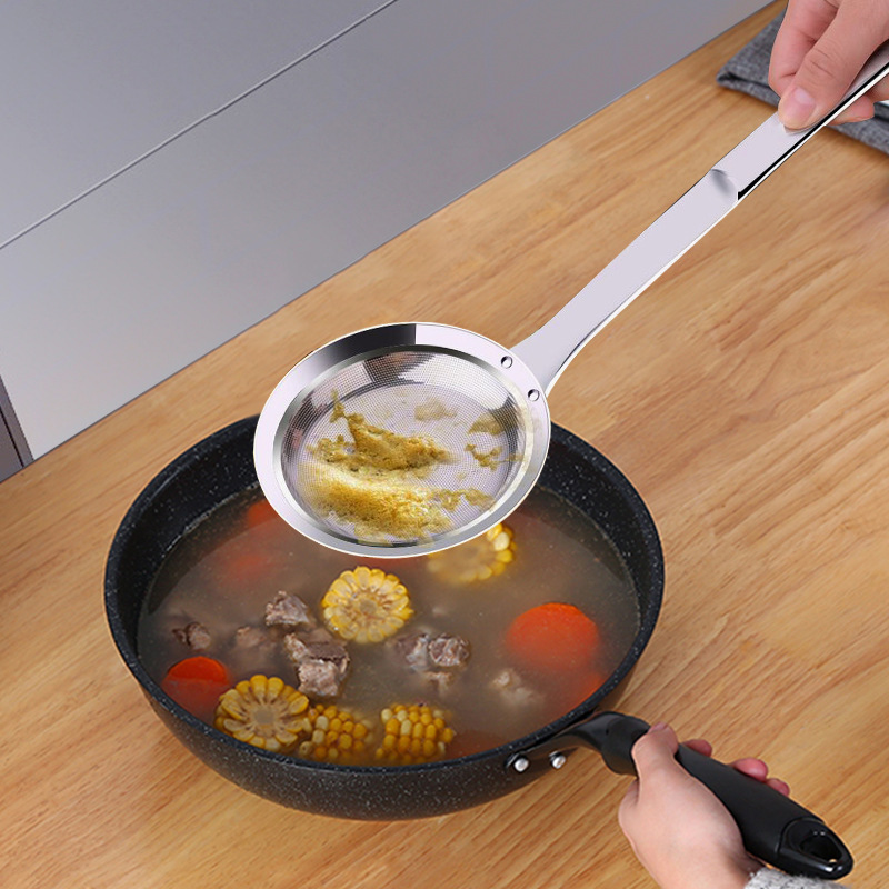 Cocina frito malla fina olla caliente picante olla caliente 304 Acero inoxidable colador Skimmer filtro de aceite neto hogar separador de aceite