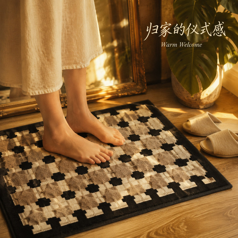 2026 New Model Indoor Simple Retro Entrance Door Mat Wilton Machine-Woven High-End Carpet Entryway Doormat