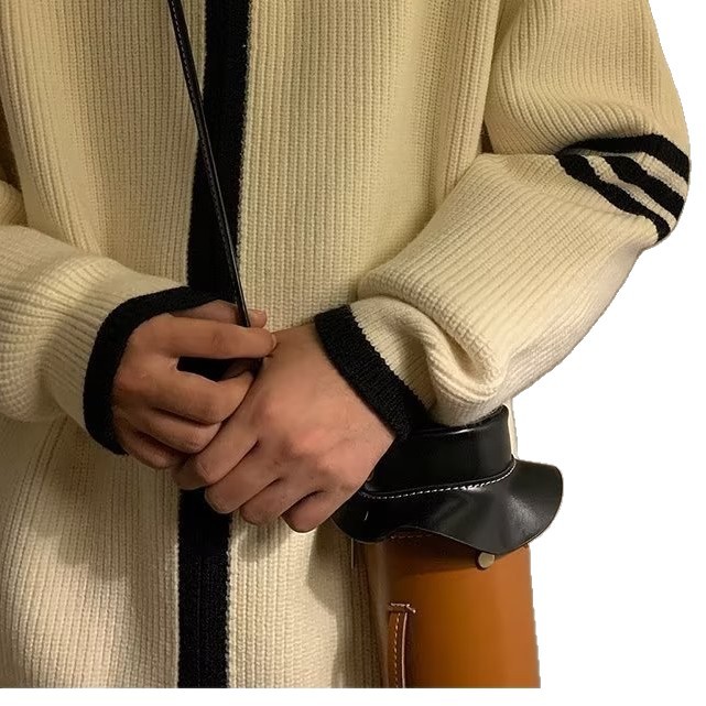 Primavera y otoño transfronterizos temperamento coreano estilo zipper hombres y mujeres cardigan suéter de cuello alto tendencia suelta gruesa chaqueta de punto