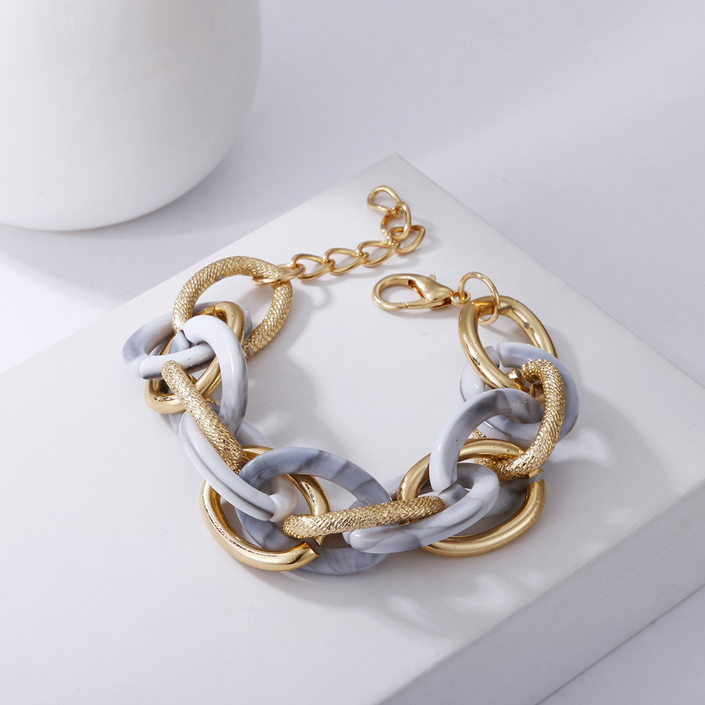 fashion multilayer metal acrylic splicing geometric braceletpicture2