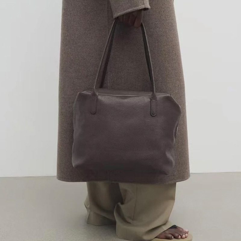 The Row American Normcore Style Commuter Bag High-End Henribag Soft Genuine Leather Satchel Saddle Bag