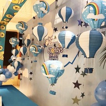 熱氣球diy裝飾商場學校櫥窗空中吊飾紙質彩色燈籠走廊天花板掛飾