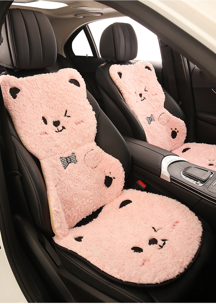Winter Plush Cartoon Car Seat Cushion for Car Use to Keep Warm and Cold, Special Seat Cushion with Cute Little Waist, Non-Slip and Free of Binding