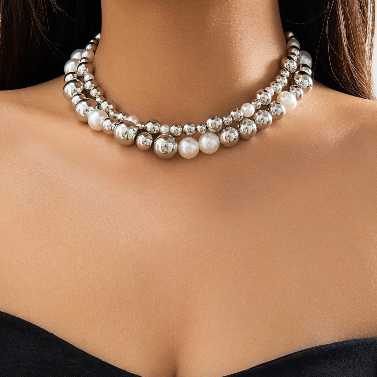 Glam Übertrieben Geometrisch Ccb Künstliche Perle Perlen Überzug Valentinstag Frau Halskette display picture 40
