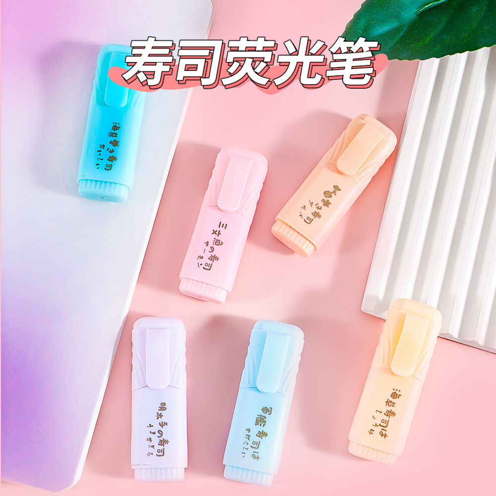 Creativo mini color sushi puntero de énfasis marcador de graffiti para niños cabeza inclinada para estudiantes regalos marcador de cuenta de mano