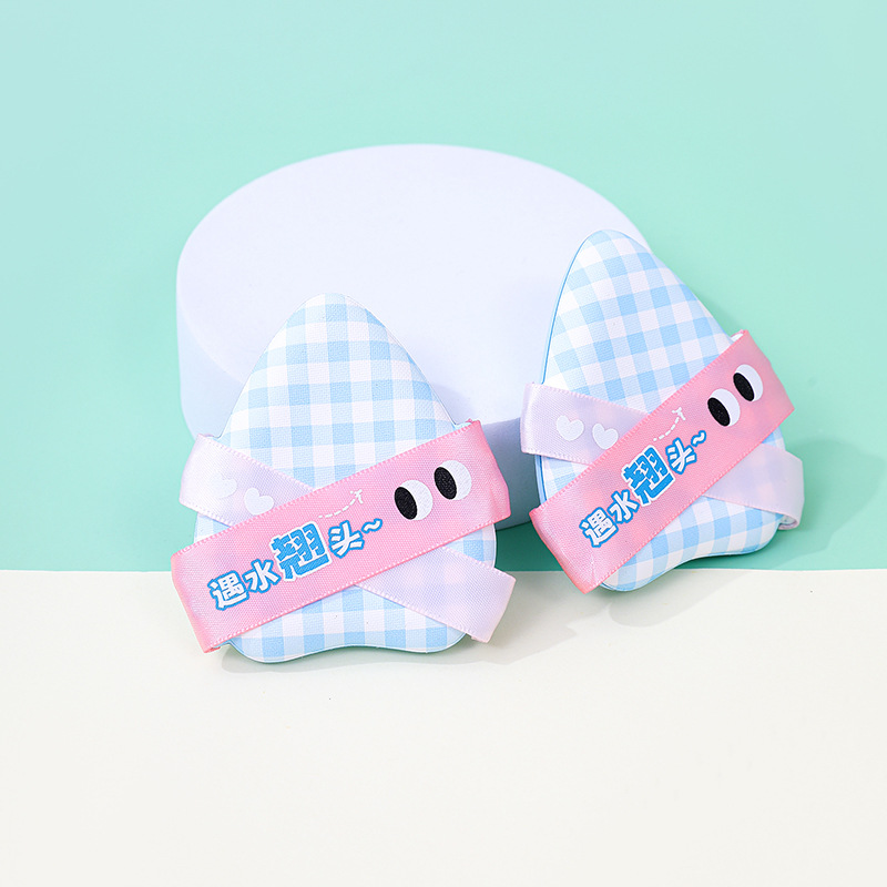 Fábrica personalizada doble cinta triángulo polvo cojín de aire super suave no comer base líquida esponja de maquillaje seca y húmeda