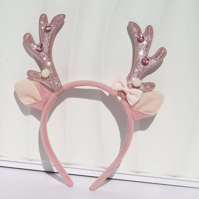 跨境热卖儿童发箍卡通创意设计蝴蝶结鹿角头箍圣诞节日派对发饰