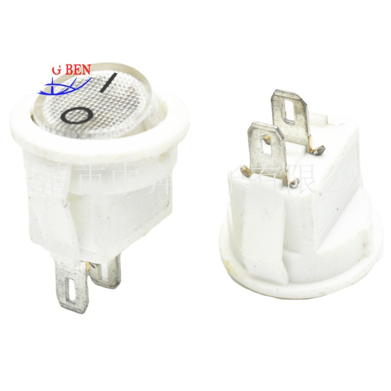 开孔15mm 2脚2档 特小圆 小电源开关 两脚透明白色翘板开关 KCD11